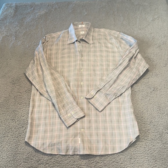 Peter Millar Shirt Mens Large Black/gray/pink Checked Long Sleeve Button Down - Picture 2 of 10